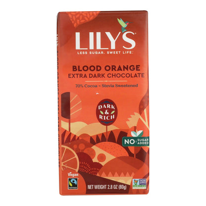 Lily's Sweets Dark Chocolate Bar - Enticing Blood Orange Flavor - 2.8 Oz., Case of 12