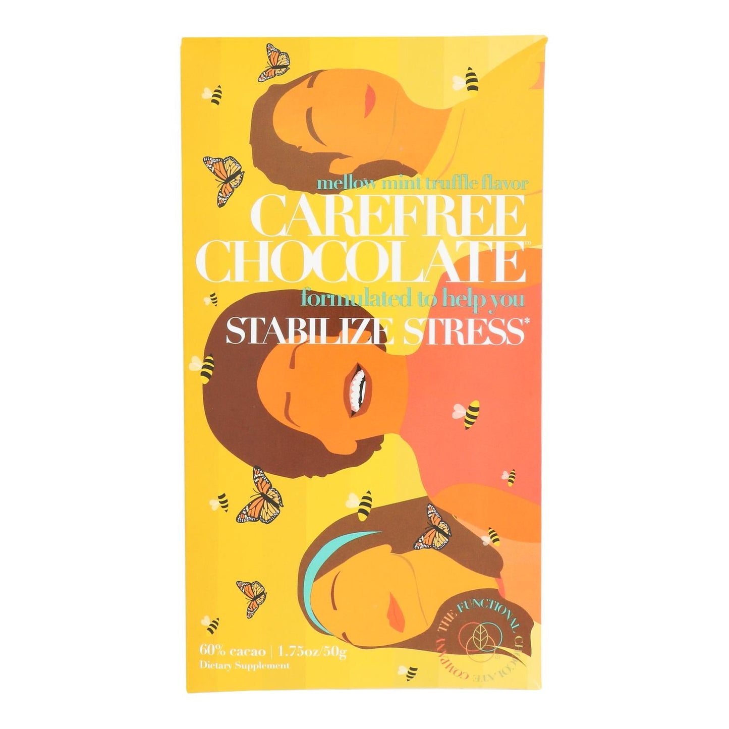 The Functional Chocolate Co. Carefree Chocolate Bars, Case of 12 (1.75 oz Each)
