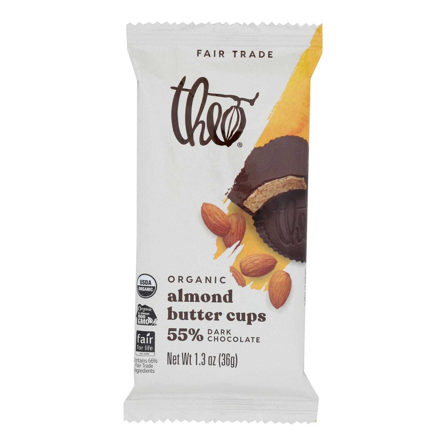 Theo Chocolate Dark Chocolate Salted Almond Butter Cups - 12-Pack - 1.3 Oz. Each