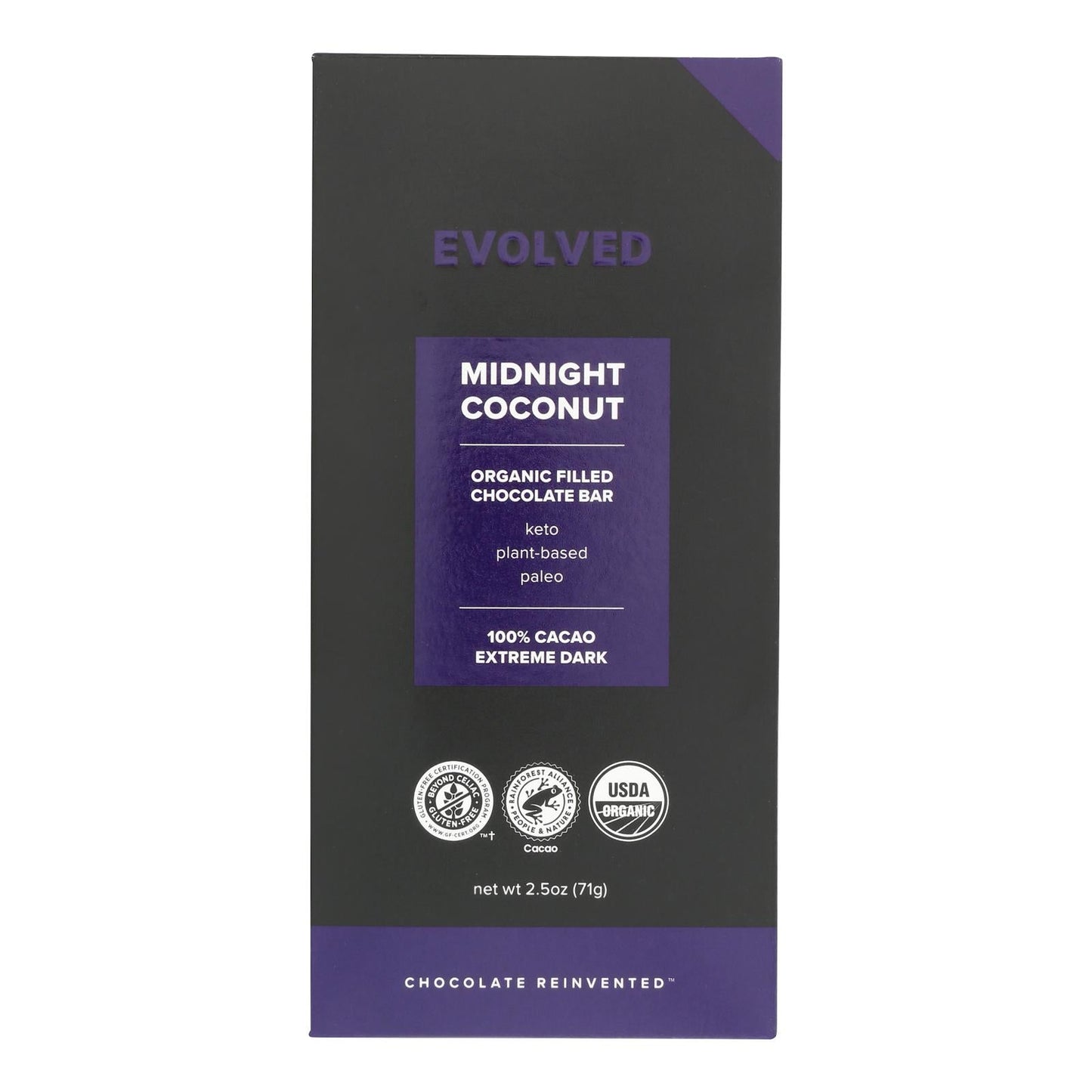 Midnight Coconut Dark Chocolate Bar - 2.5 Oz. - 8 Pack