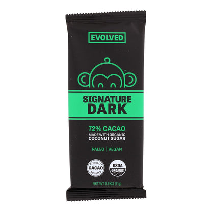 Eating Evolved Signature Dark Chocolate Bar, 2.5 Oz. Dark 72% Cacao, Case of 8