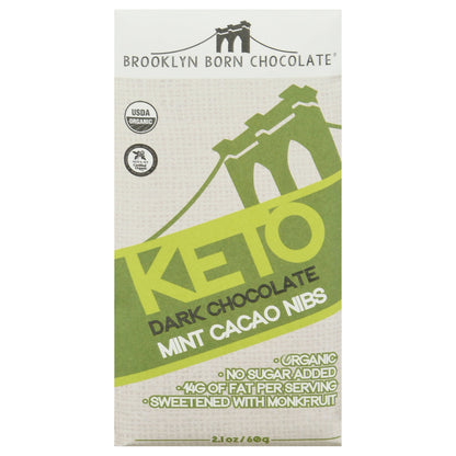 Brooklyn Born Chocolate - Keto Energy Bar - Mint Caco - Case of 12 - 2.1 Oz