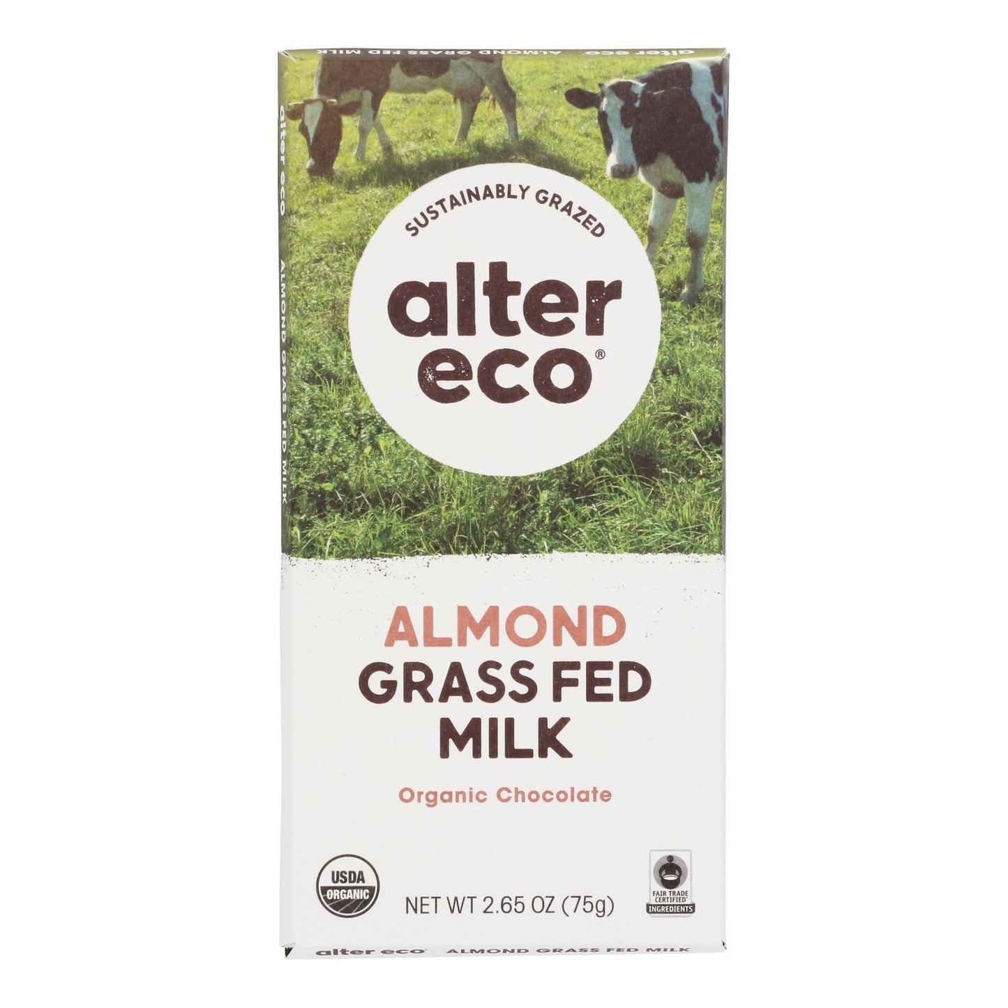 Alter Eco Salted Almond Chocolate Bar - 2.65 Oz Per Bar - Case of 12