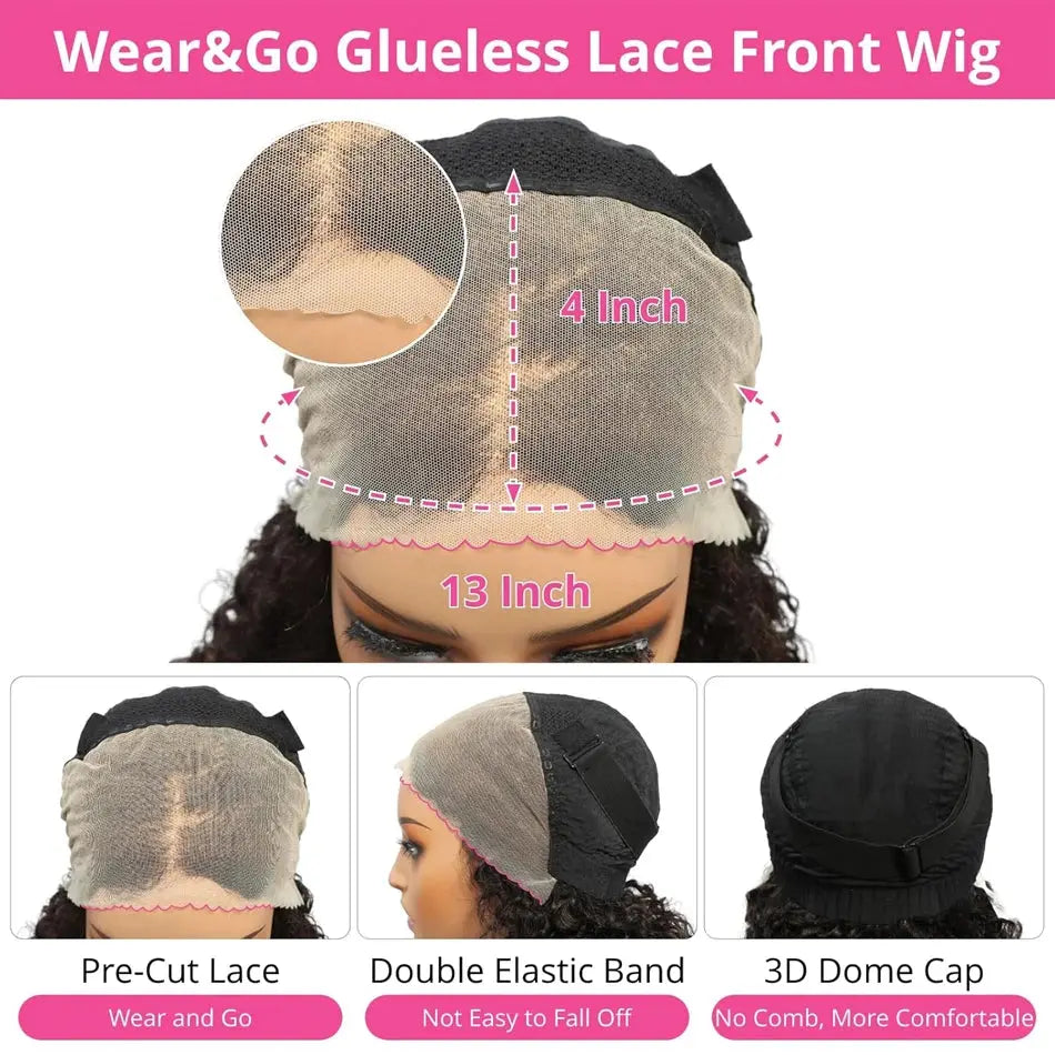 13x4 Glueless Kinky Straight Bob Wig | Ready-to-Wear | Brazilian Remy Human Hair