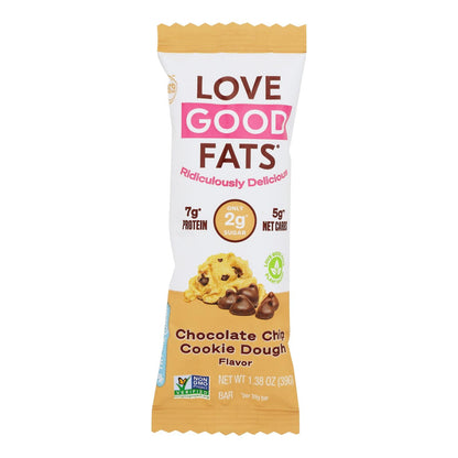 Love Good Fats Chocolate Chip Cookie Dough Bars, Case of 12 - 1.38 Oz Each