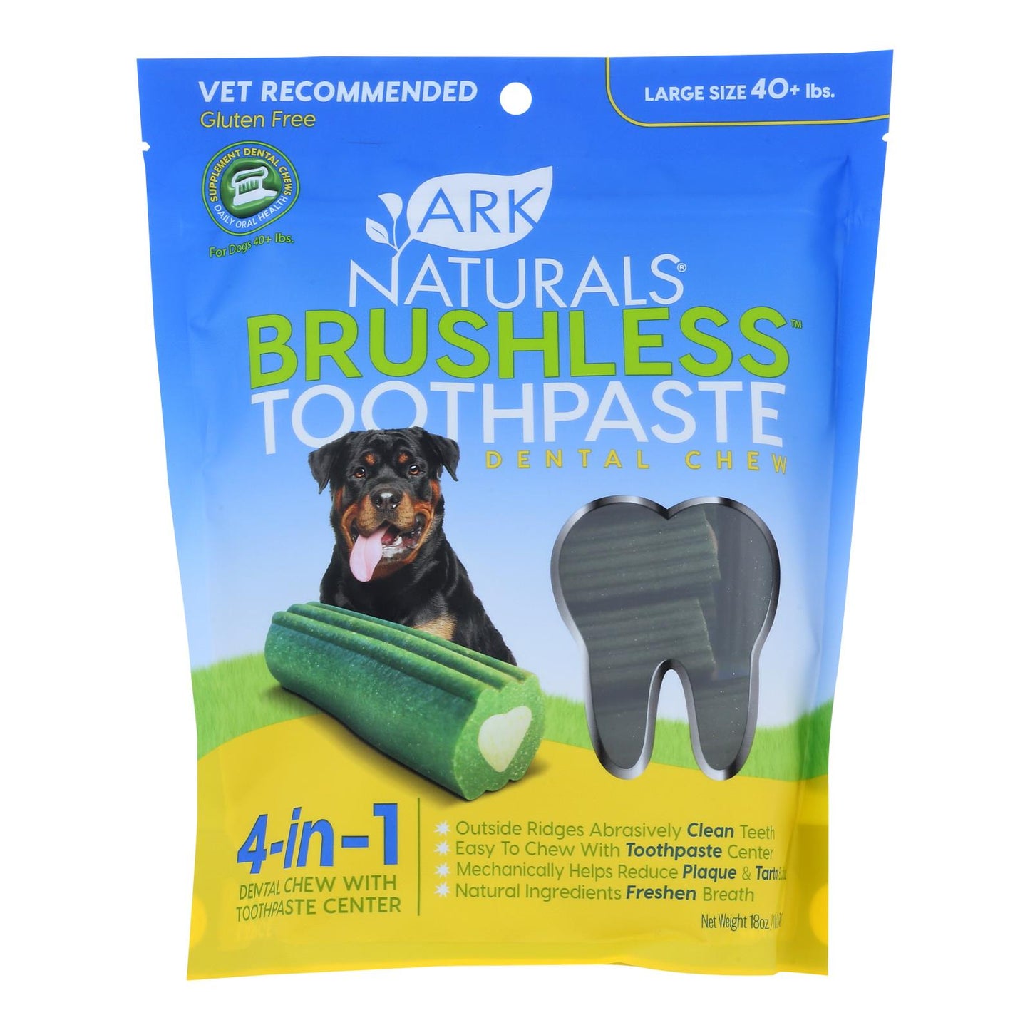 Ark Naturals Plaque Attack Brushless Toothpaste Chew, Large, 18 Oz