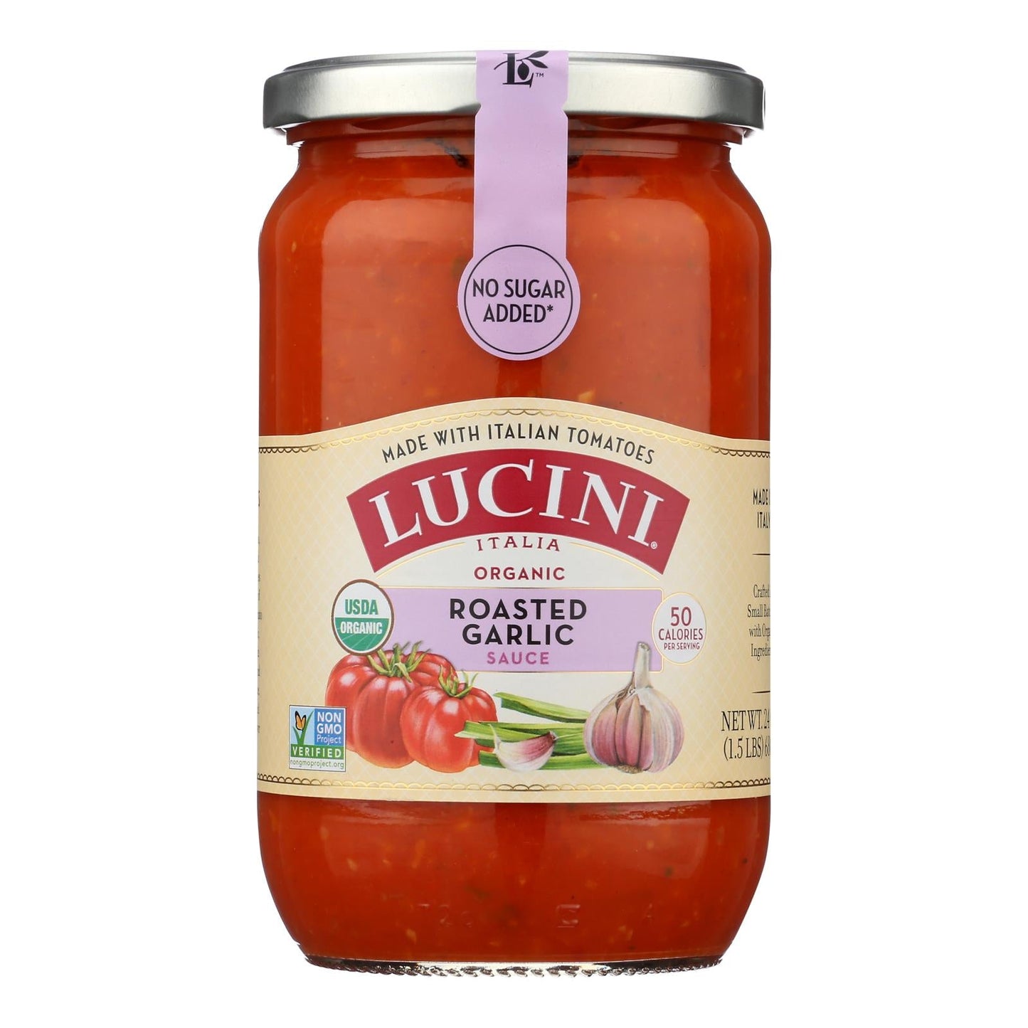 Lucini Italia Roasted Garlic Organic Marinara Sauce - 6 Pack (24 Oz. Jars)