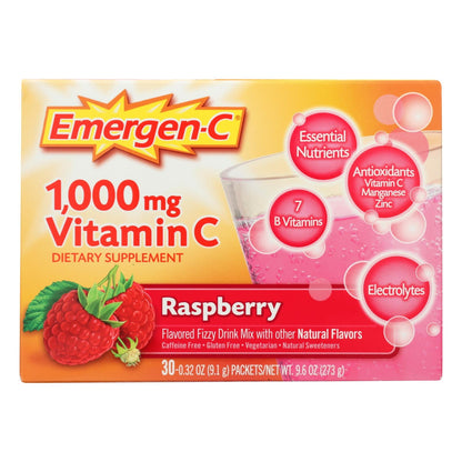 Emergen-C Raspberry Flavor Enhanced Immune Support Drink Mix Packets, 30 Count (Pack of 3)