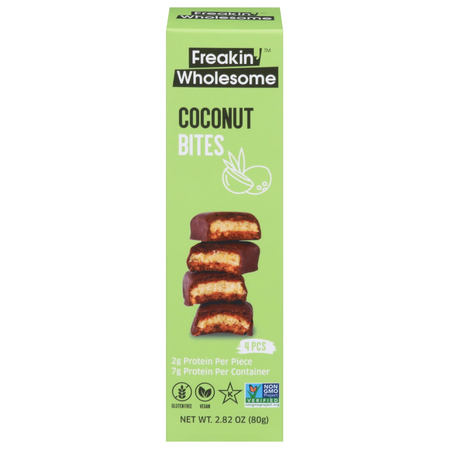 Freakin' Wholesome Bites Coconut Dark Chocolate, 10 Pack – 2.82 Oz Per Pack