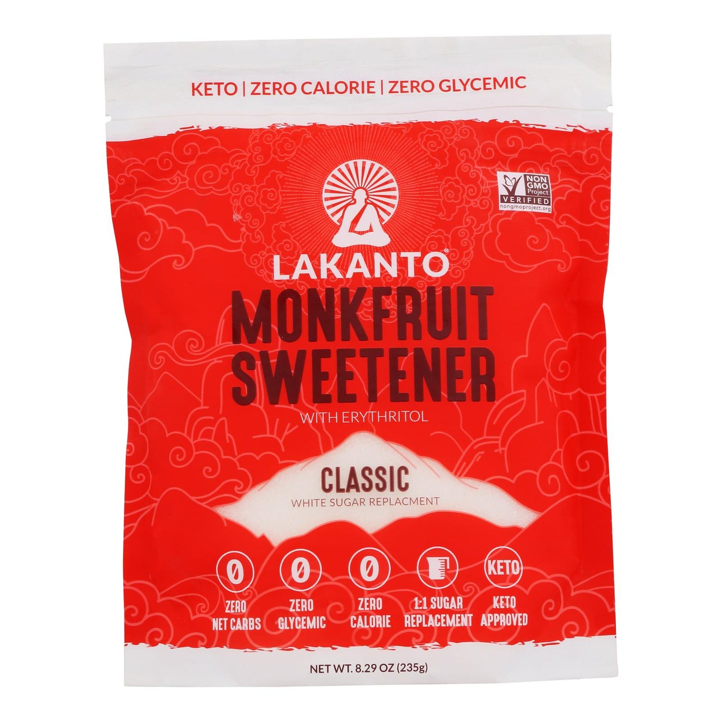 Lakanto Monkfruit Sweetener, Classic, Sugar-Free, 8.29 Ounces, Case of 10