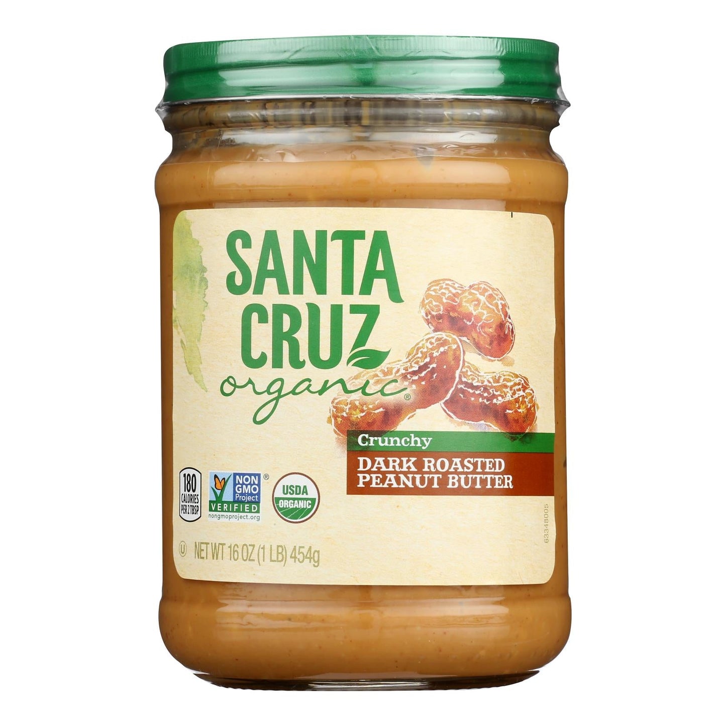 Santa Cruz Organic Dark Roast Crunchy Peanut Butter, 16 oz (Pack of 6)