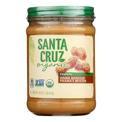 Santa Cruz Organic Dark Roast Crunchy Peanut Butter, 16 oz (Pack of 6)