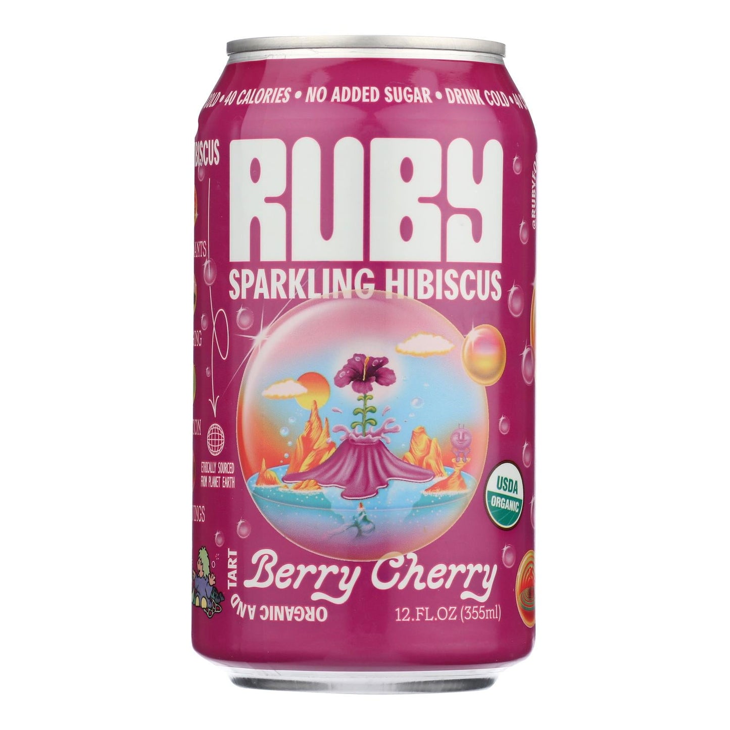 Sparkling Organic Hibiscus Berry Cherry by Ruby Hibiscus - Case of 12 - 12 Fl Oz