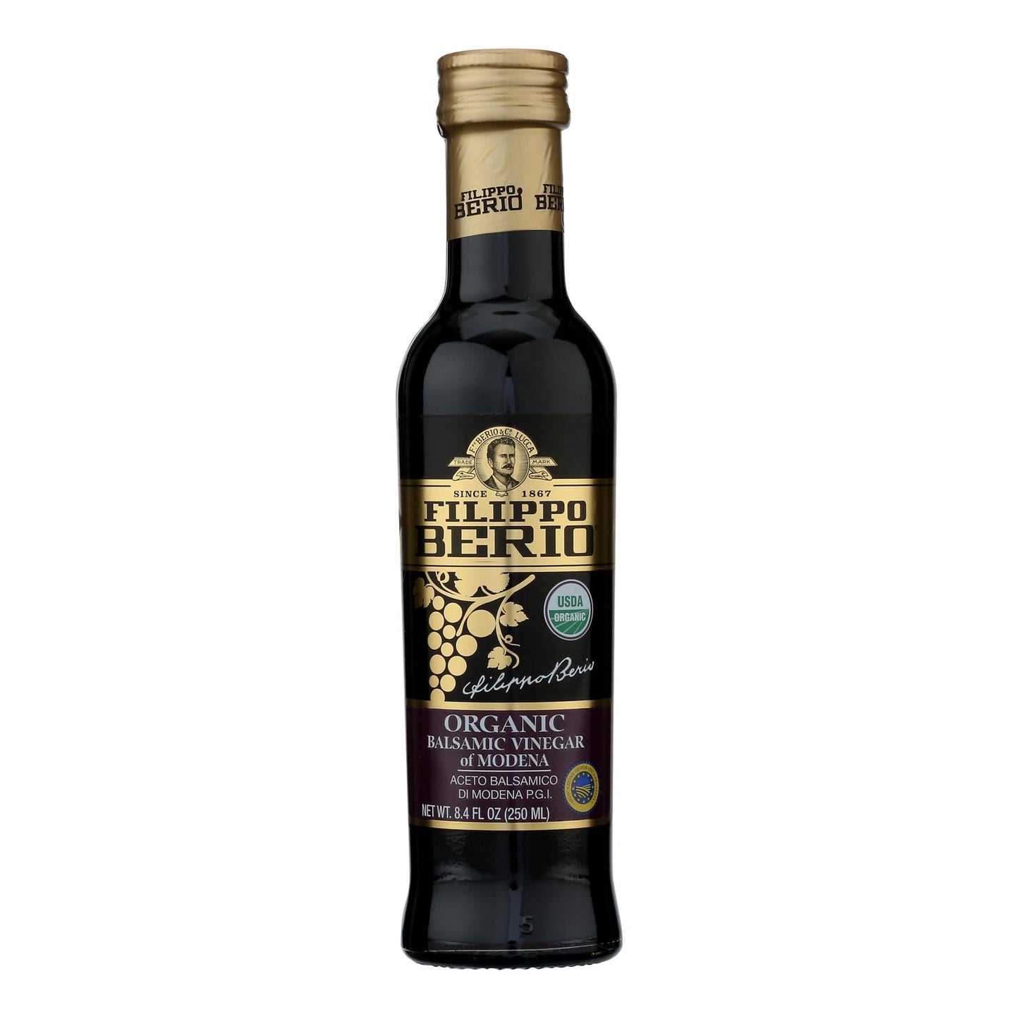 Filippo Berio Organic Balsamic Vinegar - Case of 6 - 7.4 fl oz Bottles
