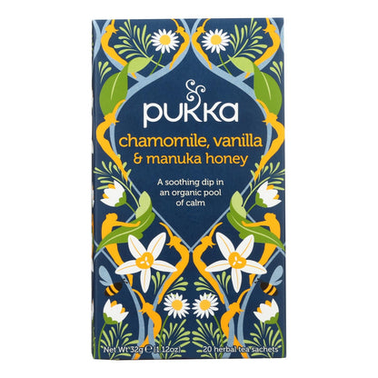 Pukka Organics Herbal Tea - Chamomile Vanilla Manuka Honey, 20 Tea Bags/Box (Case of 4)
