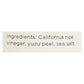 California Yuzu Rice Vinegar by O Olive Oil - Case of 6 - 10.1 fl. oz.