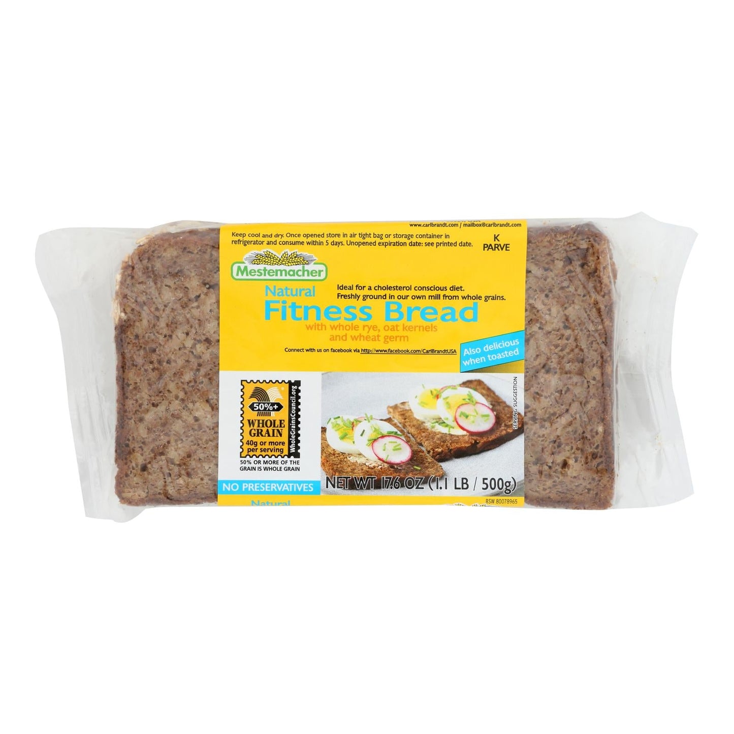 Mestemacher Fitness Bread: 17.6 Oz Loaf (Case of 12)