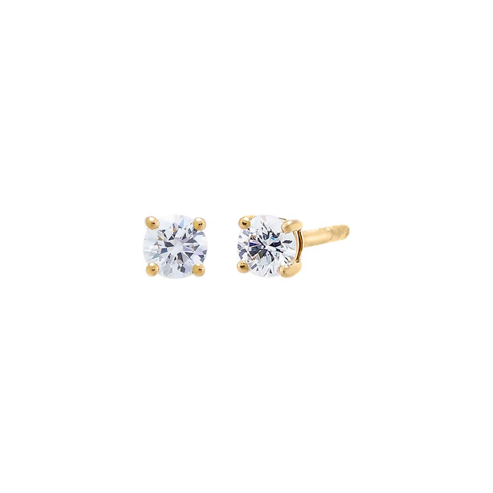 Lab Grown Diamond Solitaire Four Prong Stud Earring 14K by By Adina Eden