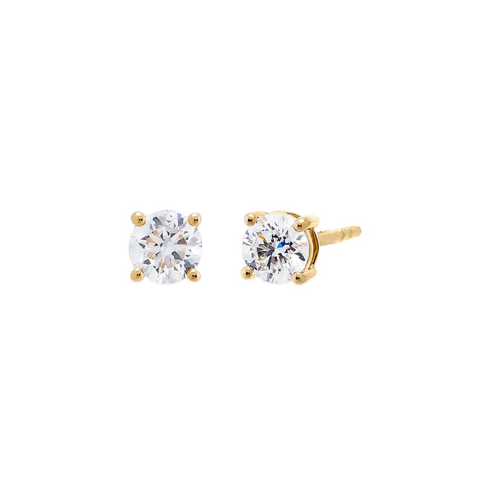 Lab Grown Diamond Solitaire Four Prong Stud Earring 14K by By Adina Eden