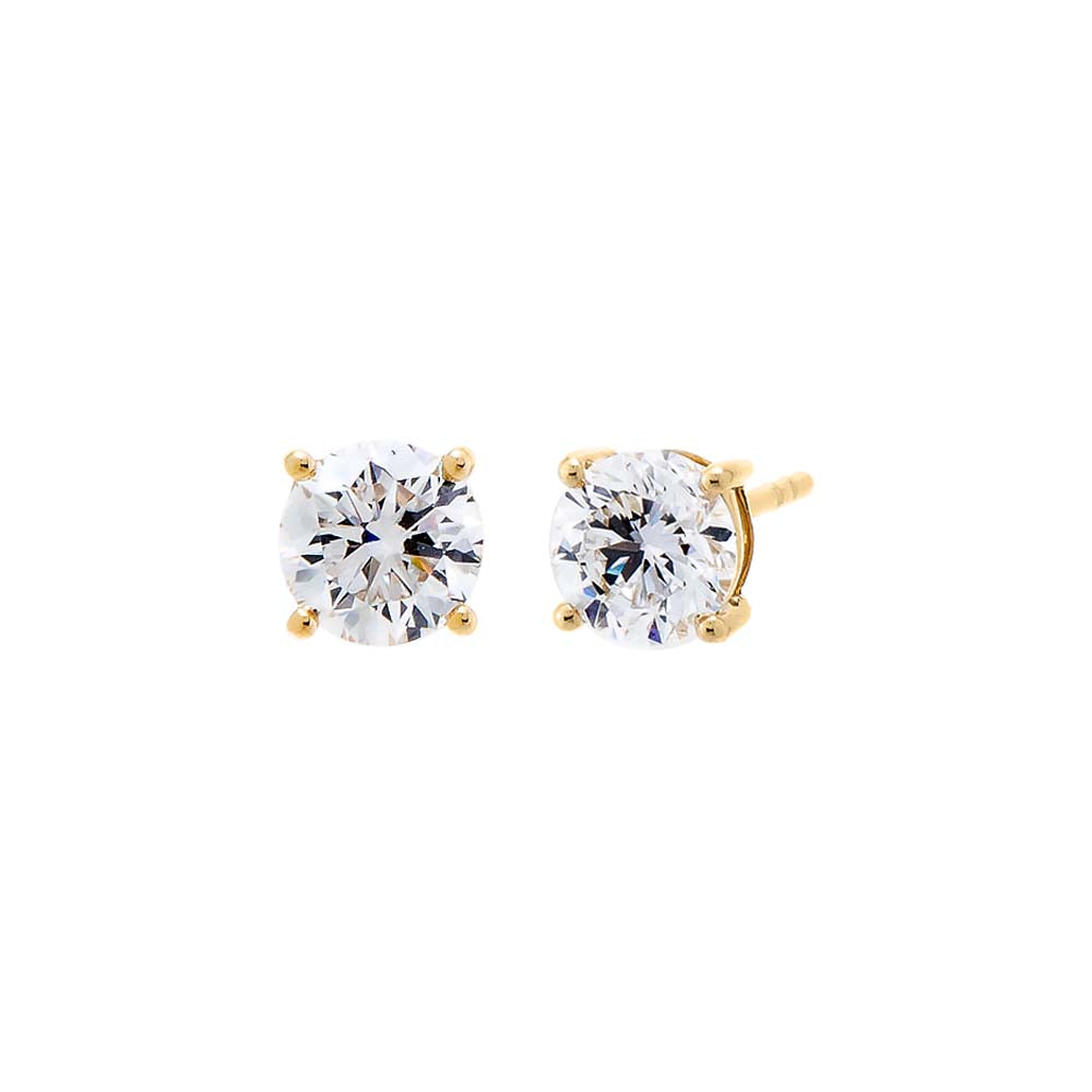 Lab Grown Diamond Solitaire Four Prong Stud Earring 14K by By Adina Eden