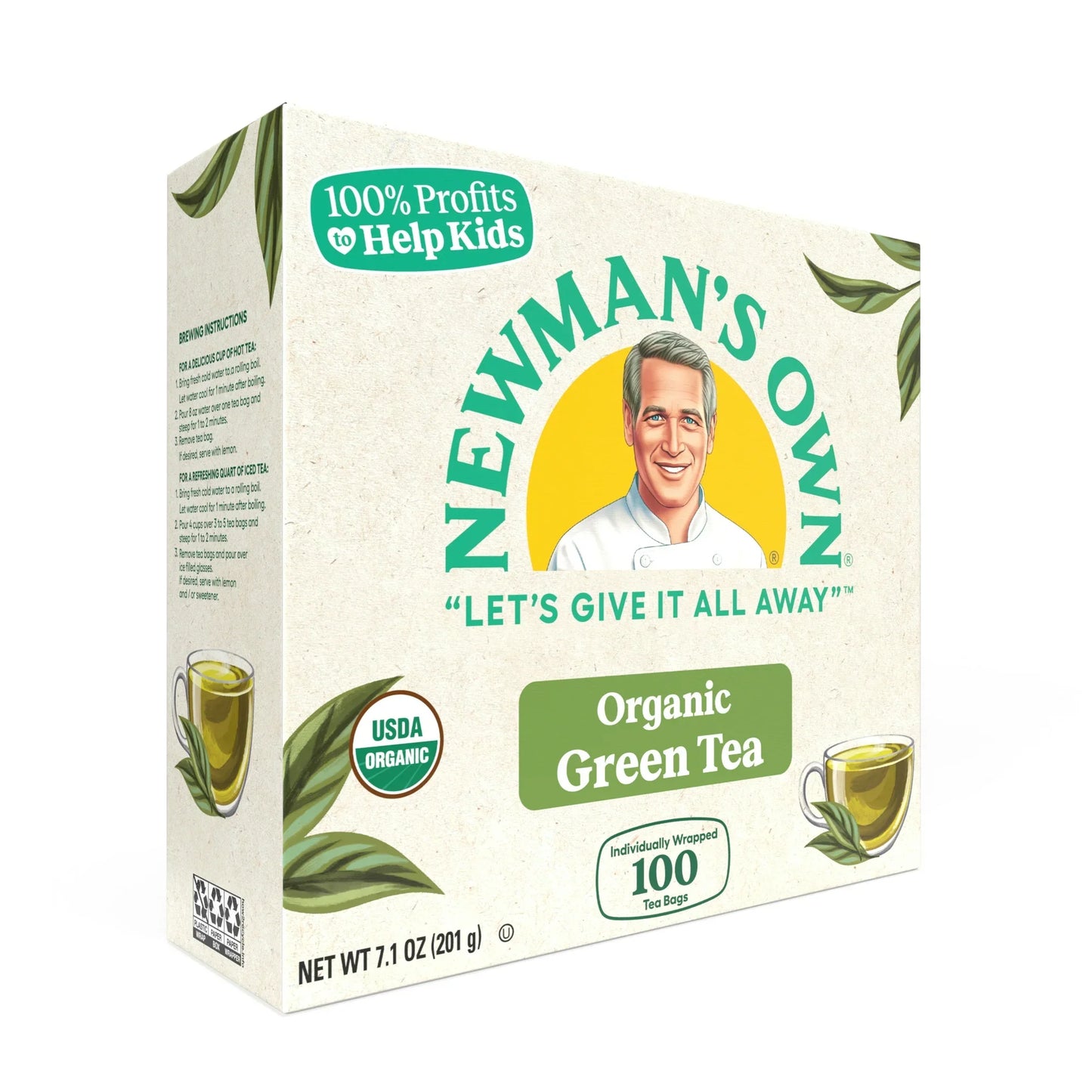 Newman's Own Organics 100% Pure Green Tea Bags (Pack of 5)