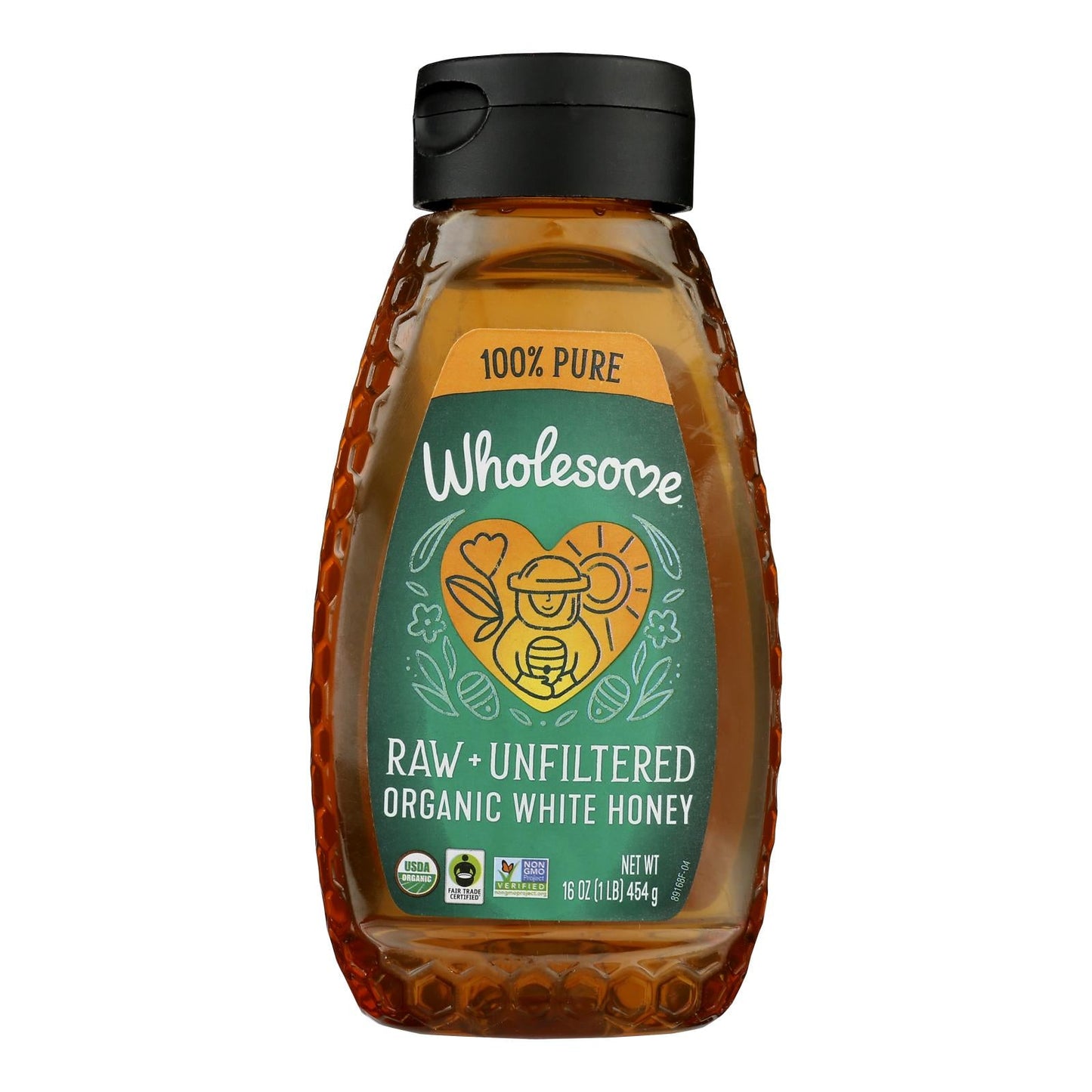 Wholesome Sweeteners Organic Unfiltered White Honey Squeeze, Case of 6, 16 oz Each