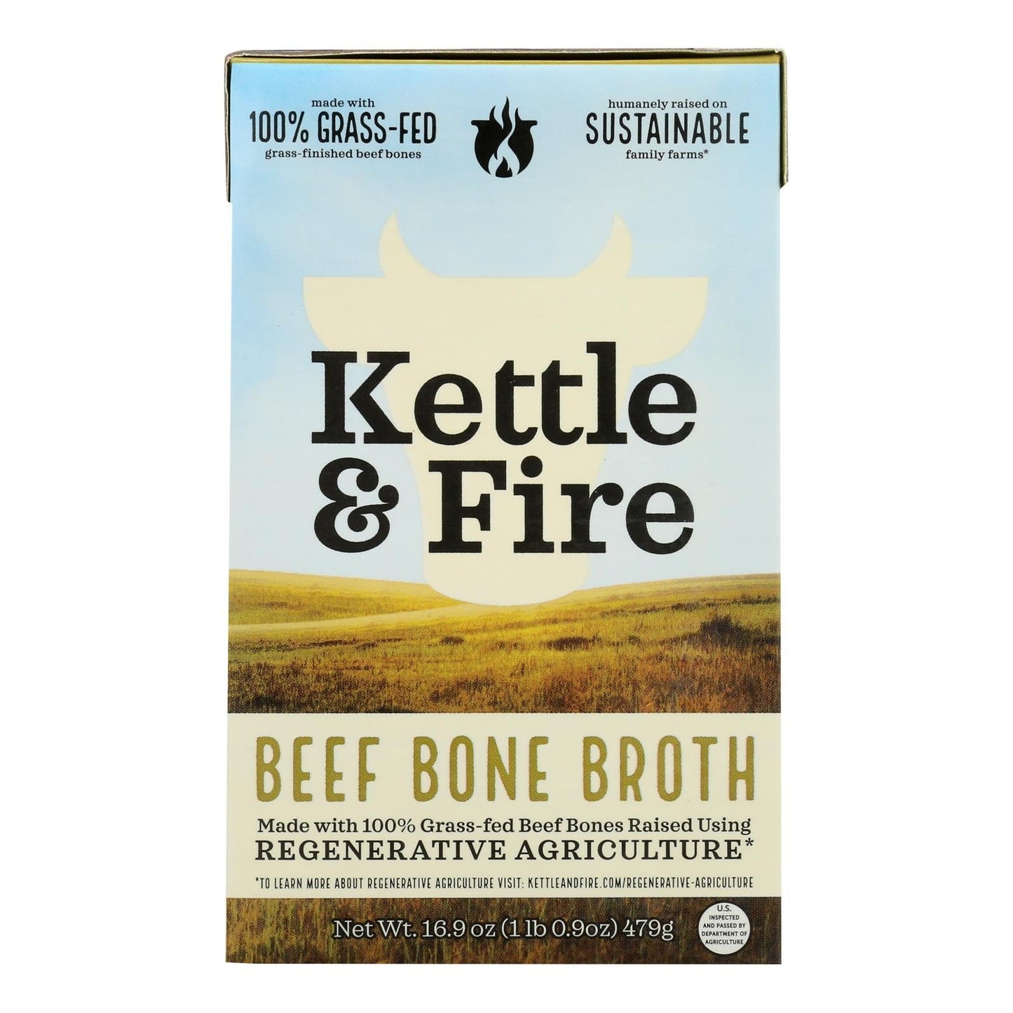 Kettle & Fire Regenerative Beef Bone Broth, Case of 6, 16.9 oz Each