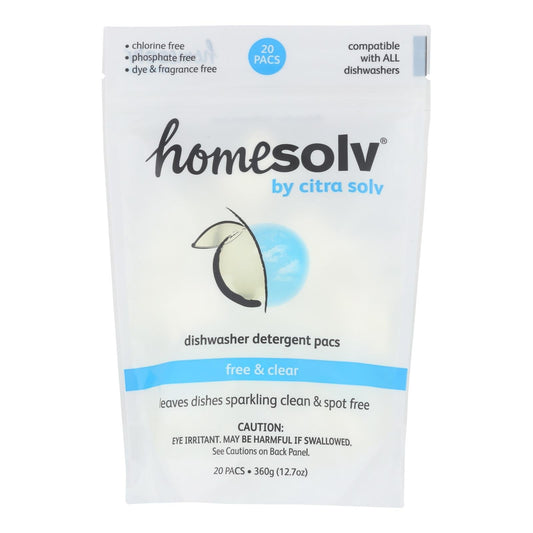 Citra-Solv Free & Clear Natural Dishwasher Detergent Pacs for Spotless Dishes - 8 Pacs, 12.7 oz.