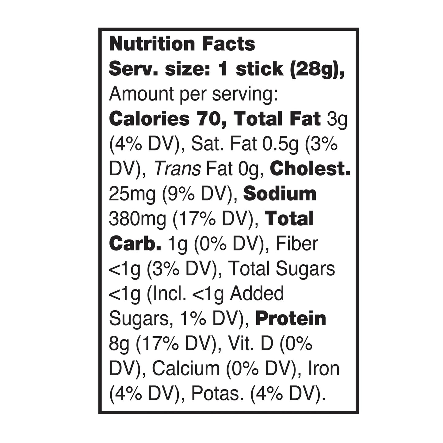 Vermont Smoke and Cure RealSticks Turkey Pepperoni, Lean Protein Snack, Case of 24, 1 oz