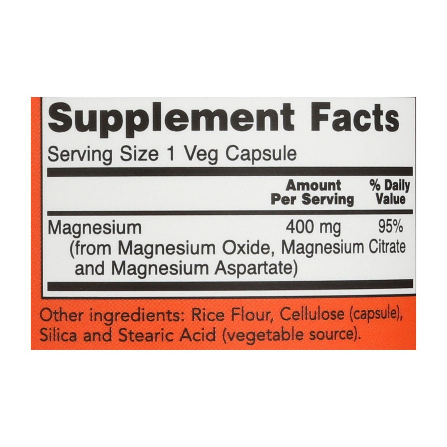Now Foods Magnesium 400mg - 180 Capsules