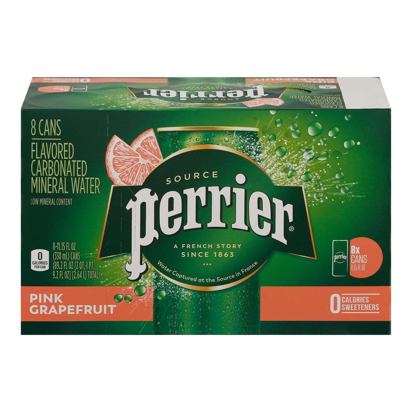 Perrier Pink Grapefruit Sparkling Water, 8.11 fl oz (Case of 3)