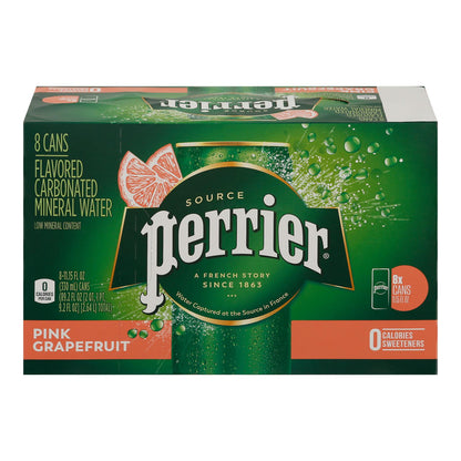 Perrier Pink Grapefruit Sparkling Water, 8.11 fl oz (Case of 3)