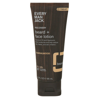 Every Man Jack Face and Beard Lotion, Recovery Blend with Sandalwood, 3.2 Fl. Oz.