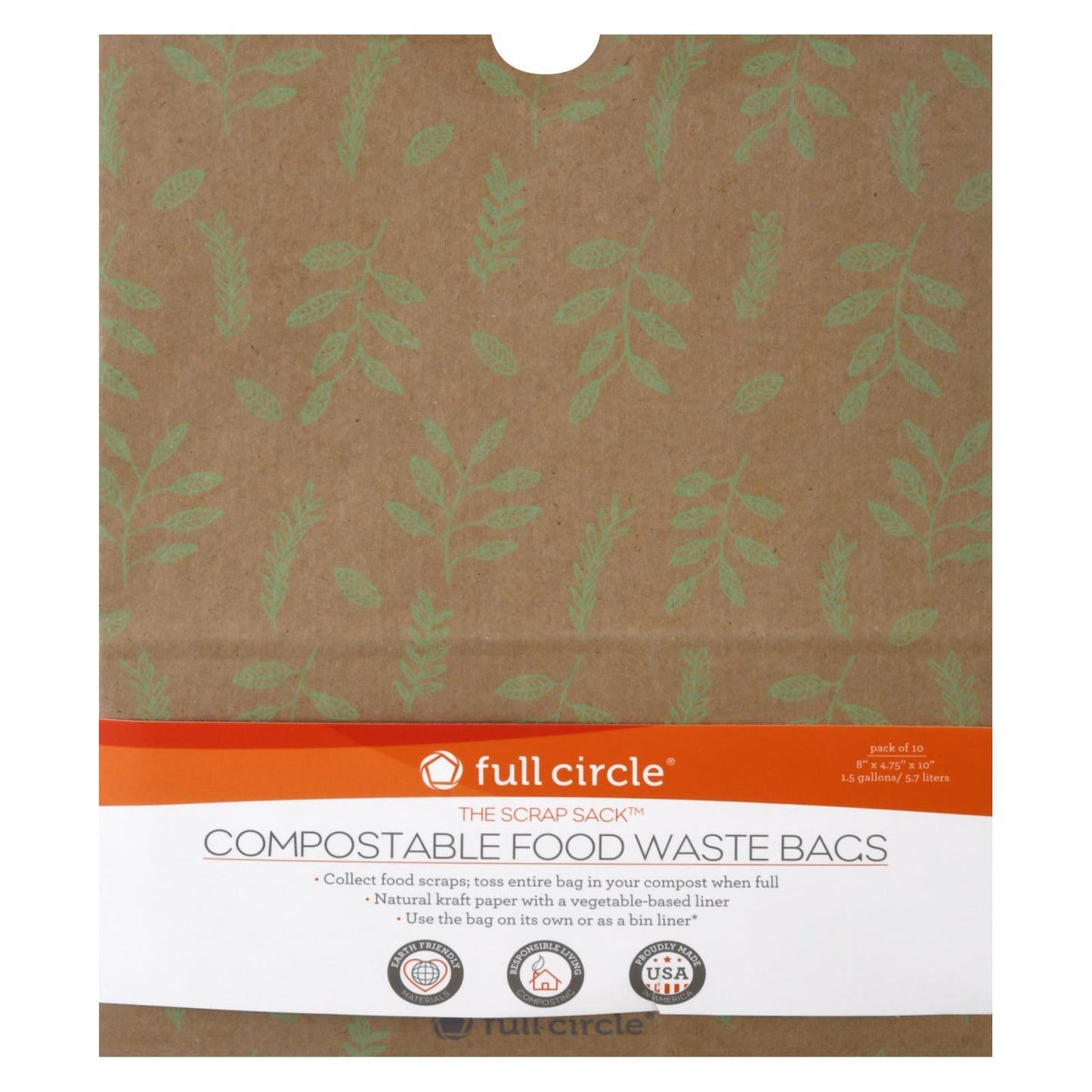 Full Circle Home Compostable Food Waste Bags - 10 Count (Case of 6)
