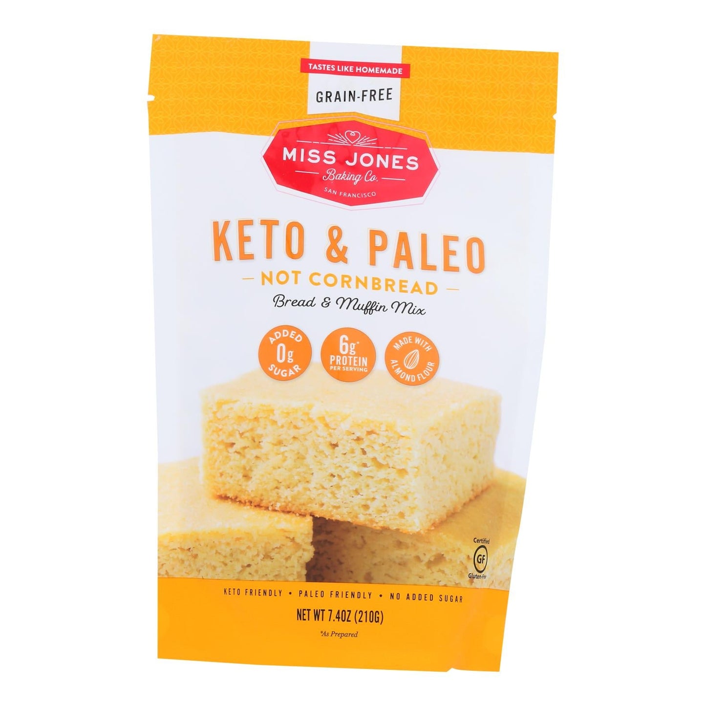 Miss Jones Baking Co. Keto-Friendly Gluten-Free Cornbread Mix - 7.4 Oz - Case of 6