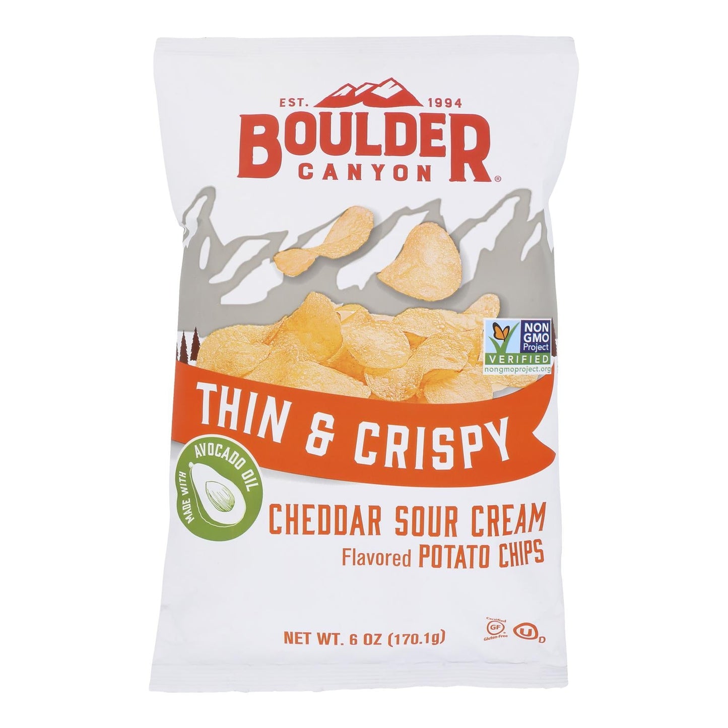 Boulder Canyon Cheddar, Sour Cream & Avocado Oil Chips, 6 oz. (Pack of 12)