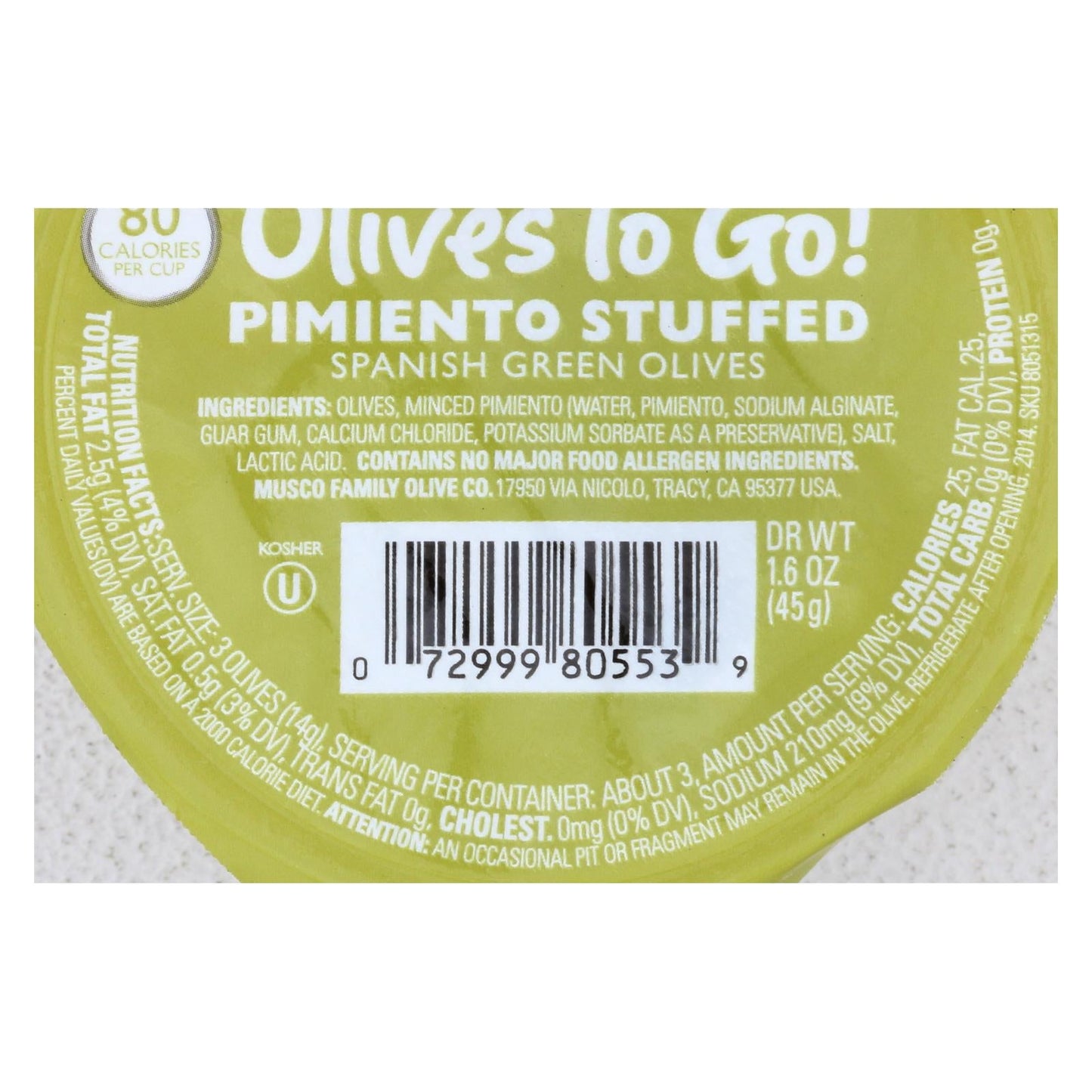 Pearls Olives To Go Pimiento Stuffed - 12x 1.6oz Packs