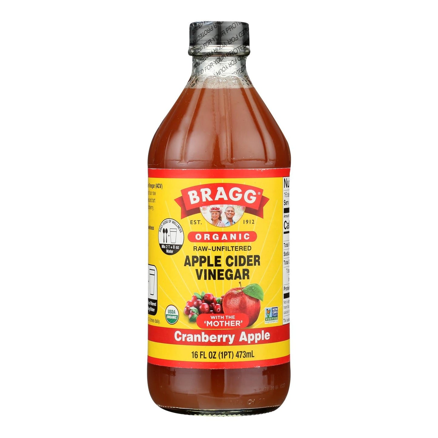 Bragg Apple Cider Vinegar with Cranberry, 16 fl oz per Bottle (Case of 12)