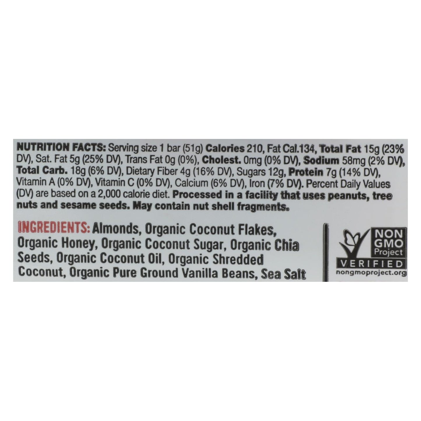 Taos Bakes Bar Coconut Vanilla Bean - 12 Pack - 1.8 Oz