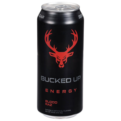 Bucked Up Blood Raz Energy Drink - Case of 12 - 16 Oz