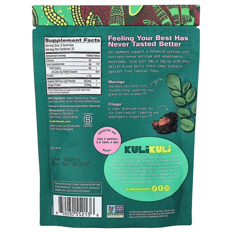 Kuli Kuli Super Gummy, Moringa & Chaga, 60 ct.