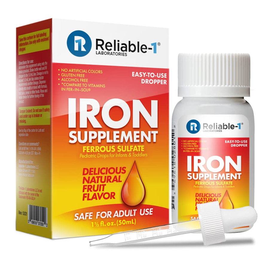 Reliable-1 Labs Iron Supplement: Ferrous Sulfate Drops (Fruit Flavor - 50 mL)