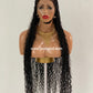 French Cornrow Bohemian Wig, Swiss Full Lace, Black, Waist Length, Standard Density - Leviana