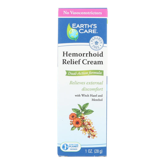 Earth's Care Hemorrhoid Cream for Fast Relief - 1 Oz