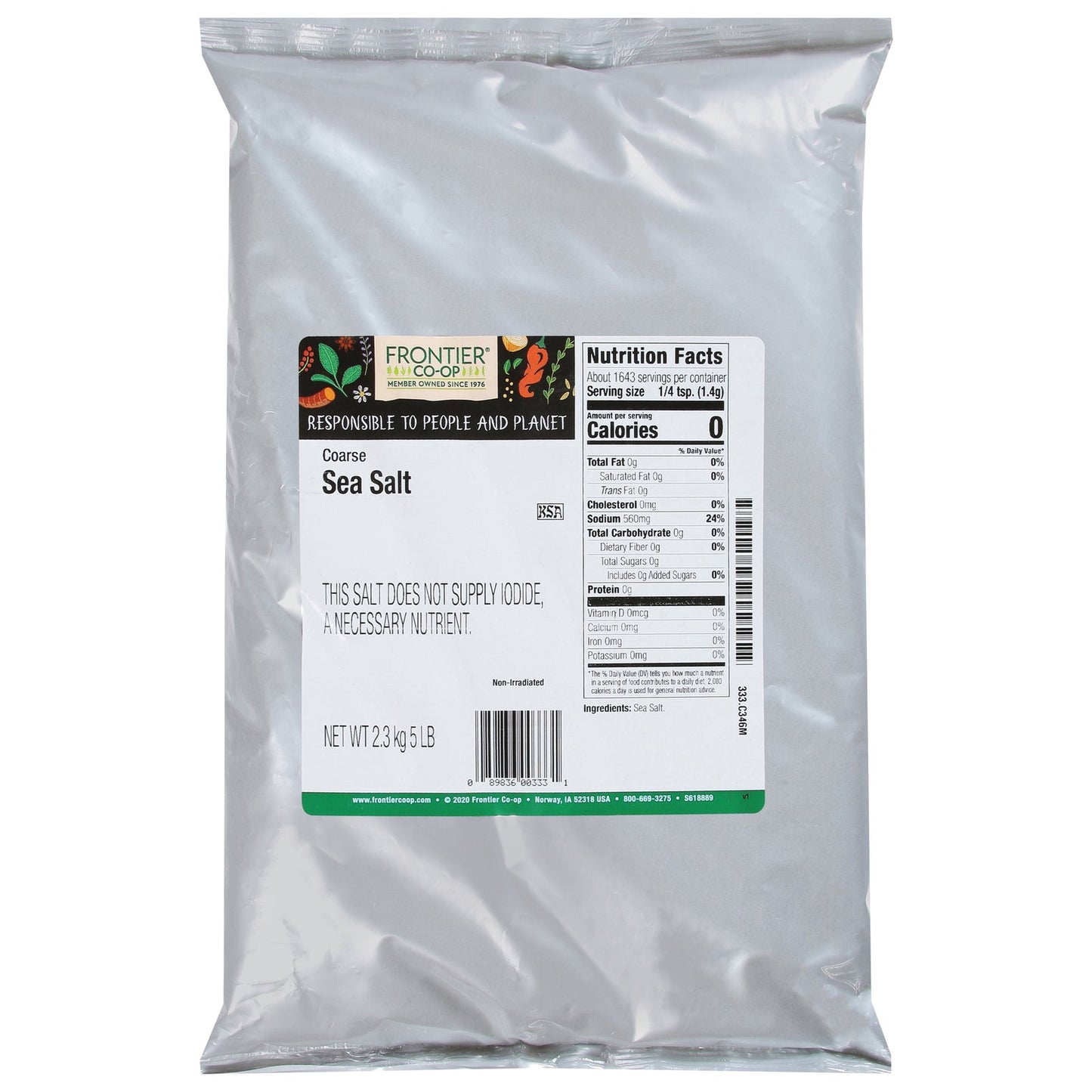 Frontier Herb Coarse Sea Salt - 5 lb Bulk Item