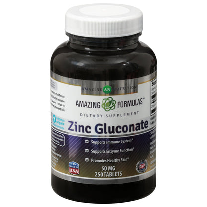 Amazing Formulas Zinc Gluconate 50 mg, 250 Capsules