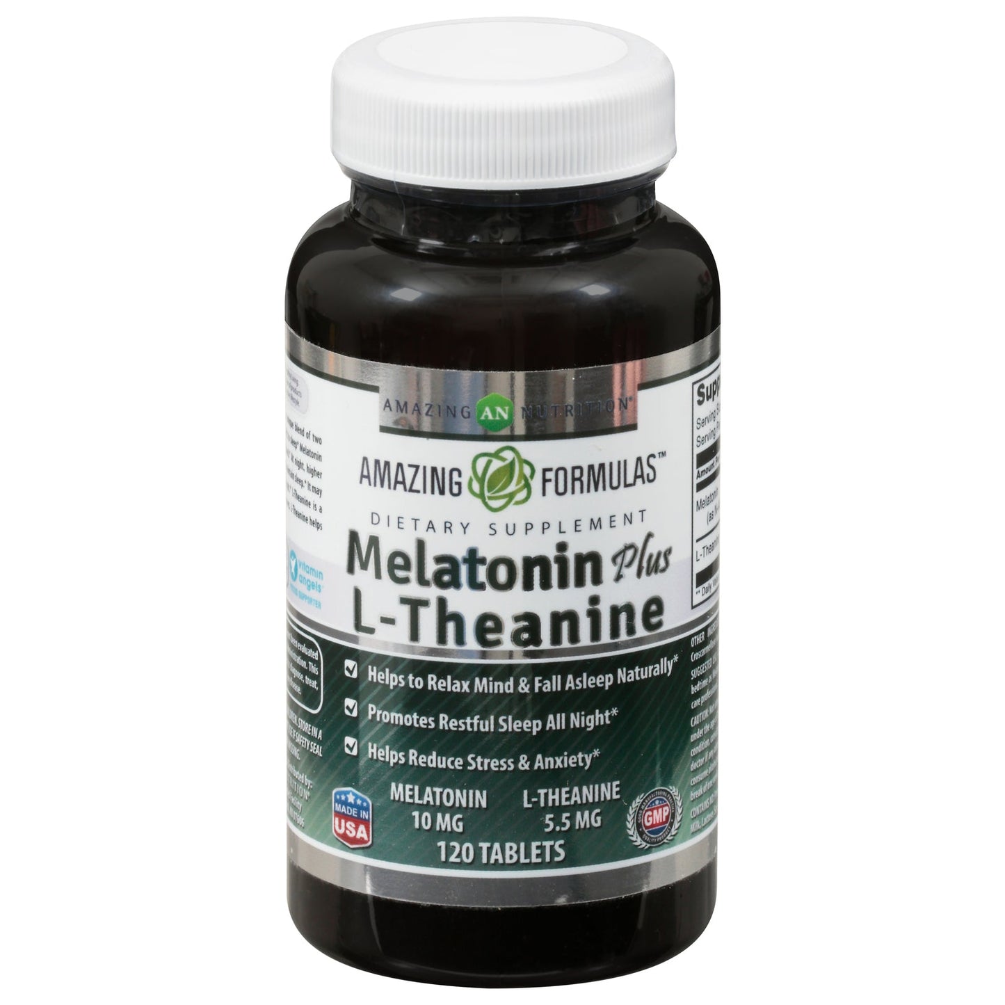 Amazing Formulas Melatonin 10mg Enhanced with L-Theanine, Sleep Support, 120-Count