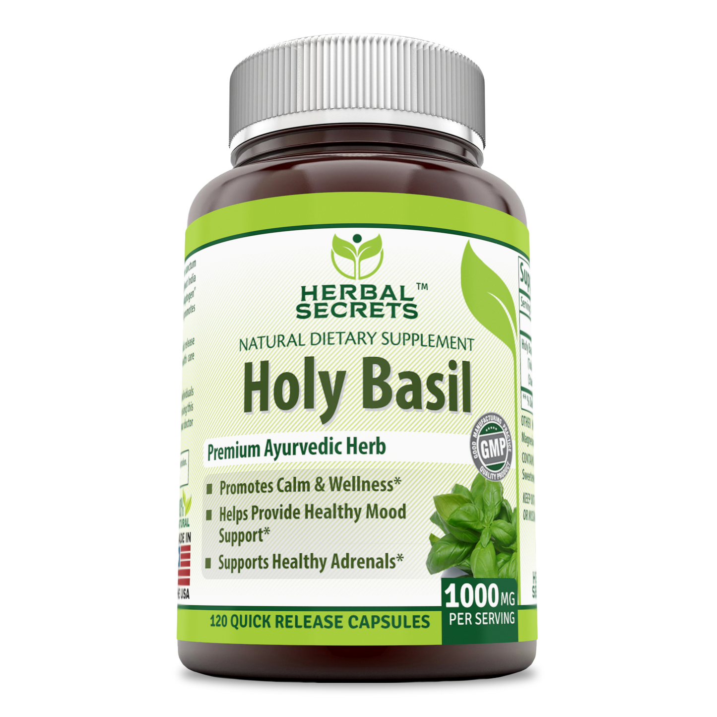Holy Basil 1000mg by Herbal Secrets (120 Capsules)