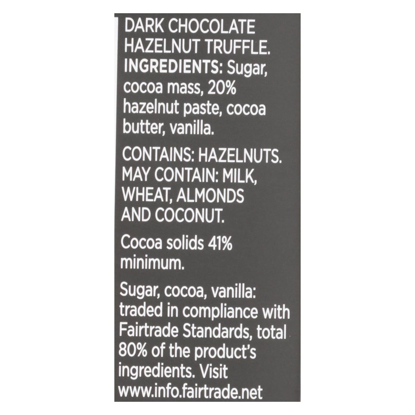 Divine Bar Dark Chocolate Hazelnut Truffle - 3 Oz. (Case of 12)
