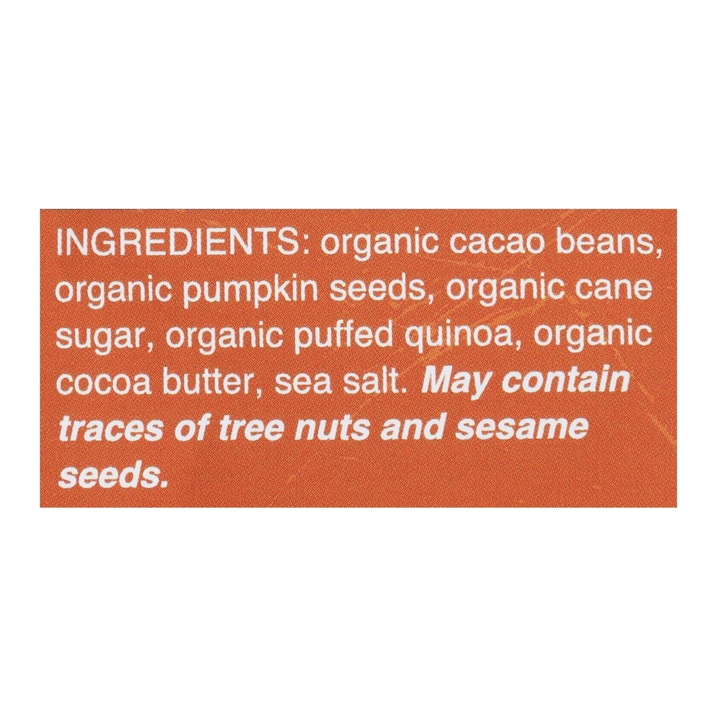 Taza Organic Dark Bark Pumpkin Seed Chocolate - 4.2 Oz - 12 Pack